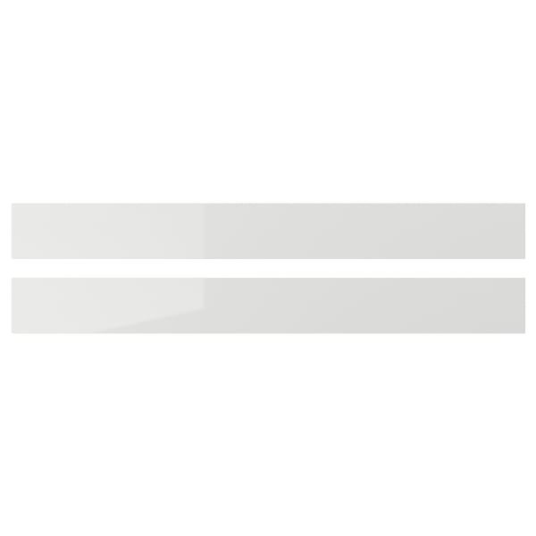 Grey glossy RINGHULT kitchen drawer fronts, rectangular, sleek design, high-gloss foil surface.