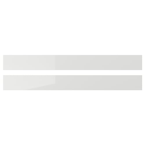 Grey glossy RINGHULT kitchen drawer fronts, rectangular, sleek design, high-gloss foil surface.