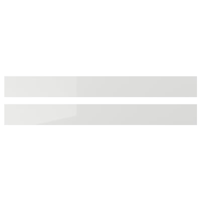 Grey glossy RINGHULT kitchen drawer fronts, rectangular, sleek design, high-gloss foil surface.