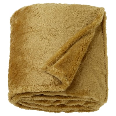 ROSTLÖNN Throw, yellow-brown, 130x170 cm
