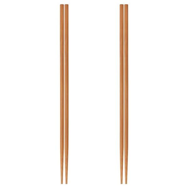 Two brown bamboo chopsticks. Simplistic design, smooth texture. Ideal for eating.