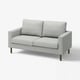 This is a grey SALTSJÖBADEN sofa with wooden legs, featuring a clean design, comfortable cushions, and removable, washable cover.