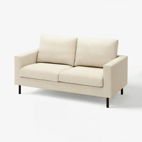 SALTSJÖBADEN sofa, beige with cream floral pattern, soft cushions, tapered legs.