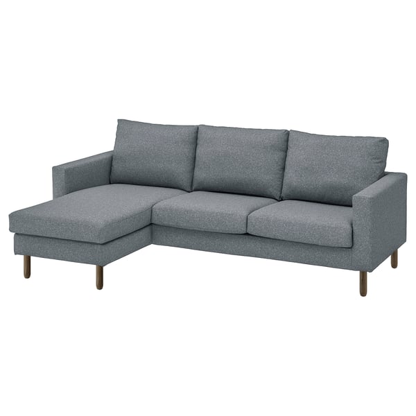SALTSJÖBADEN 3-seat sofa with chaise longue, Gunnared medium grey