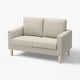 A beige SALTSJÖBADEN loveseat with wooden legs. It has a simple, clean design with supportive cushions.