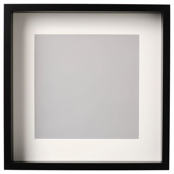 Black SANNAHED picture frame with white inner border, square shape, simple design.