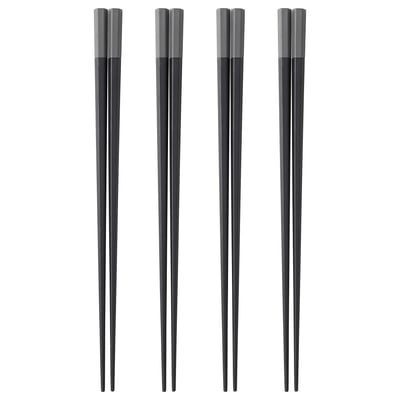 Set of 4 pairs of grey SIMPKNOT chopsticks. Hexagonal shape, anti-slip design, made of reinforced polyester.