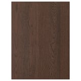 Dark wood-toned SINARP oak veneer kitchen cabinet front with solid wood edge.