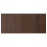 Dark brown wood panel, rectangular, smooth texture, natural grain pattern.