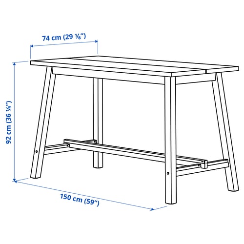 Illustration with measurements for the product: SKOGSTA.