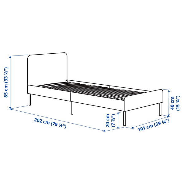 Illustration with measurements for the product: SLATTUM.