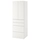 White SMÅSTAD wardrobe, tall with drawers, sleek modern design for storage.