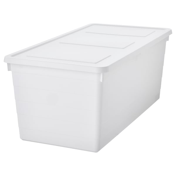 A white SOCKERBIT storage box with a lid, featuring a rectangular shape and ventilation holes.
