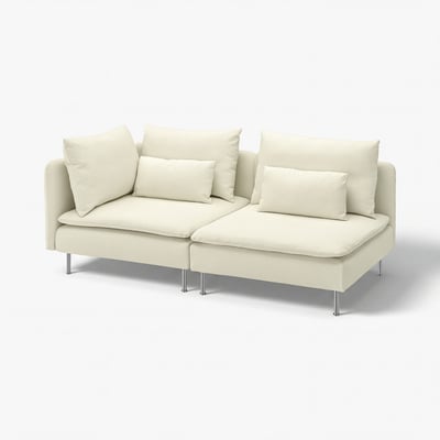 SÖDERHAMN modular cream sofa, low profile, soft, light legs, plush cushions.