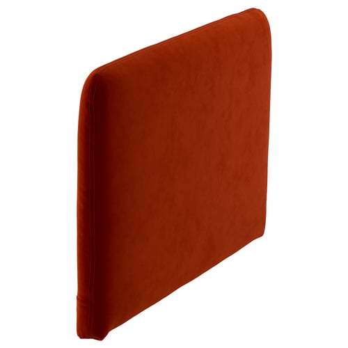 Orange SÖDERHAMN velvet sofa cushion with rounded edges.