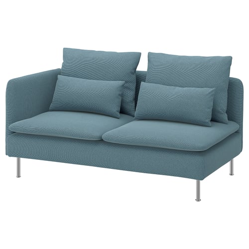 SÖDERHAMN Compact 3-seat sofa with open end, Fridtuna dark grey-blue