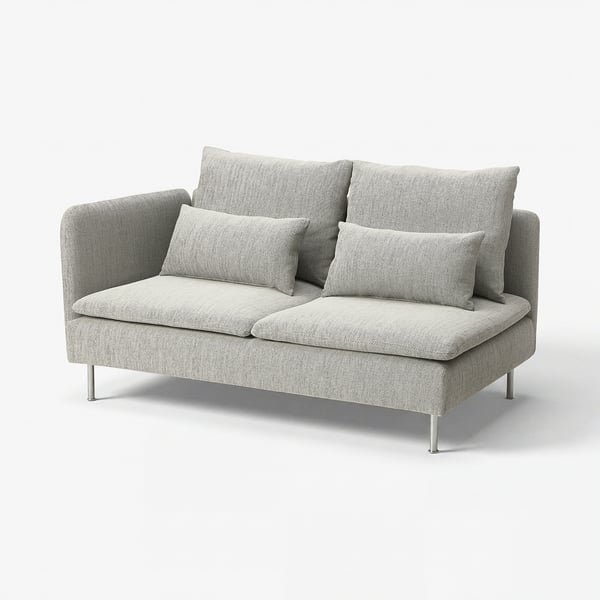 The SÖDERHAMN compact 2-seat sofa in beige-brown with soft cushions and metal legs.