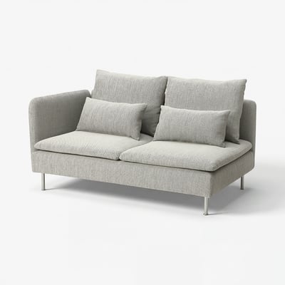 The SÖDERHAMN compact 2-seat sofa in beige-brown with soft cushions and metal legs.