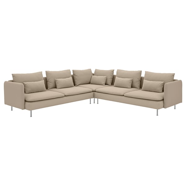 SÖDERHAMN: large beige sectional couch with deep seats, sleek design, metal legs, and plush cushions.