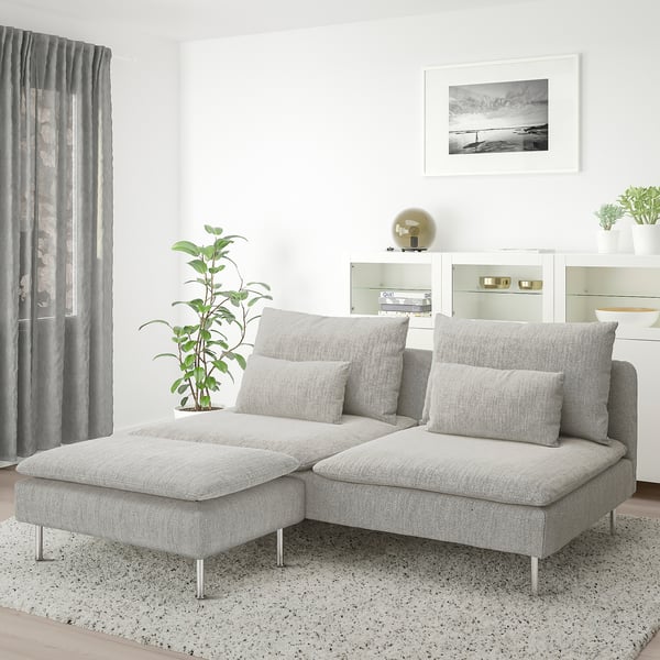 SÖDERHAMN Footstool, Viarp beige/brown, 93x52 cm