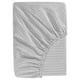 Striped SOLFIBBLA fitted sheet, grey, cotton. Rectangular, diagonal stripes.