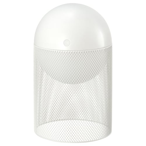 A white SOLVINDEN air purifier with mesh design and rounded top.