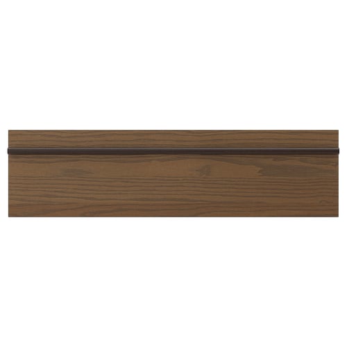 STENSTA dark brown ash veneer kitchen front with wide solid wood handle.