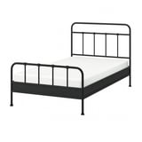 STJÄRNÖ black metal bed, curved head & footboard, classic design.