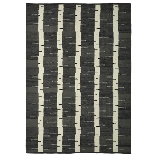 STOCKHOLM 2025 grey birch wool rug, rectangular, handwoven, reversible.