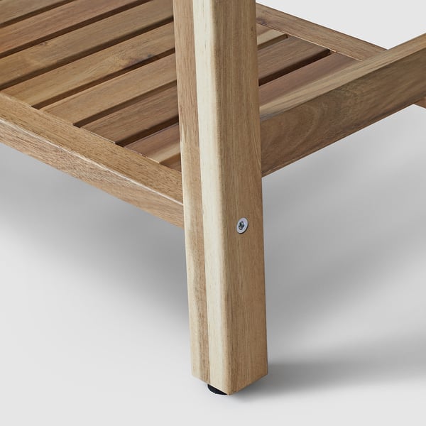 Sleek wooden shelf crafted from acacia, showcasing sturdy support and natural finish.