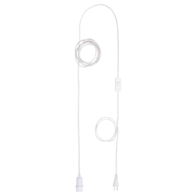 STRÅLA white cord set, modern lamp kit, plastic hook, flexible fabric cord.