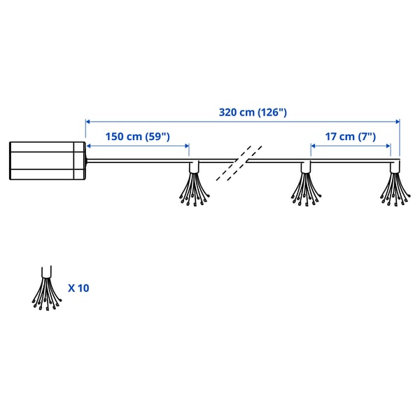 STRÅLA LED lighting chain with 10 lights, sparkler/battery-operated