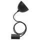 Black SUNNEBY lamp with flexible cord, modern design, round shade, adjustable height.