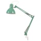 A green TERTIAL desk lamp with an adjustable arm and shade, made of steel and plastic, providing flexible lighting.
