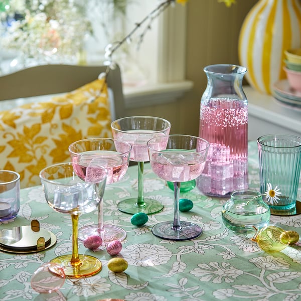 TJÄRLEK Glass, mixed colours, 30 cl