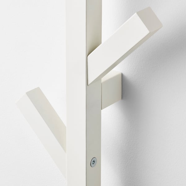 Wall-mounted coat rack showing clean, minimalist design with solid wood construction and acrylic paint finish.