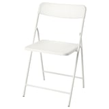 TORPARÖ white folding chair, sleek and modern, made of steel and plastic, ideal for small spaces.