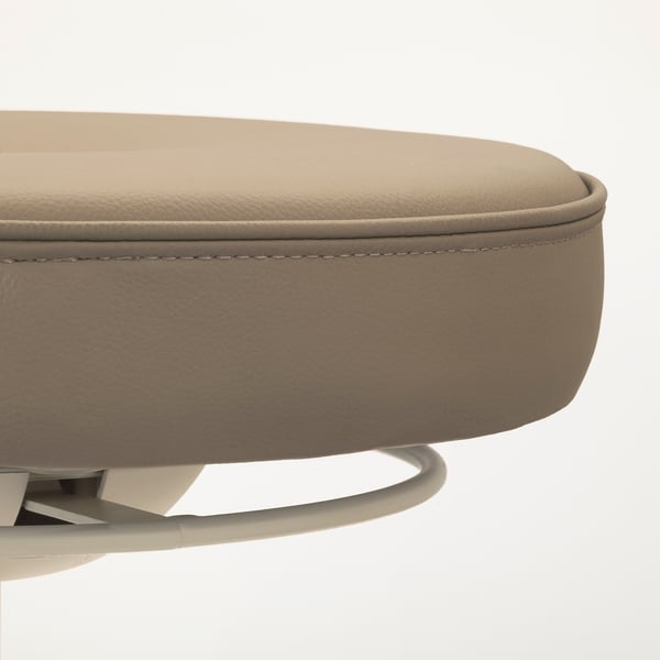 TROLLBERGET chair seat with smooth, stitched leather and sturdy base.