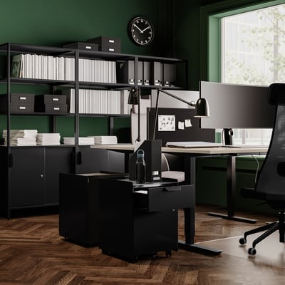 TROTTEN Drawer unit w 2 drawers on castors, anthracite