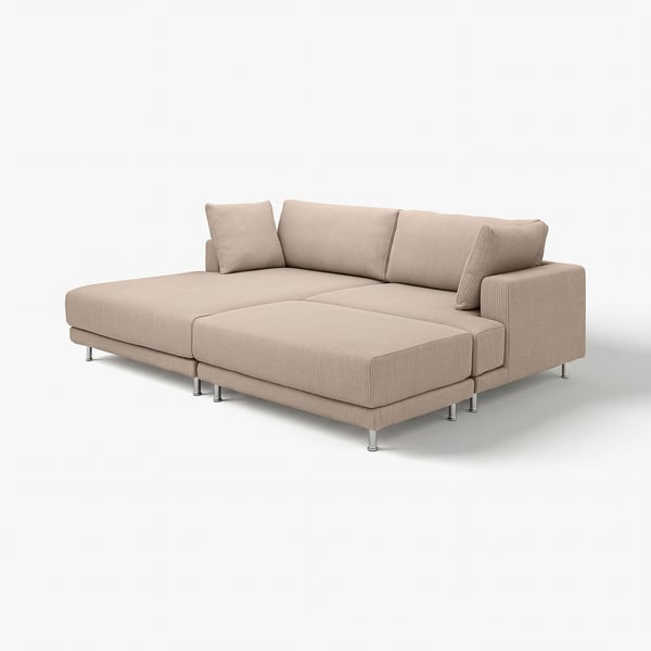 Modern beige sectional sofa, UPPÅKRA, with oversized cushions and sleek design, ideal for family comfort.