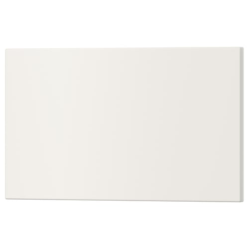 The UTRUSTA drawer front is white, rectangular, with smooth edges and a lacquered finish, made of fiberboard.