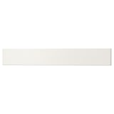 A white UTRUSTA drawer front made of acrylic-painted fibreboard. Its rectangular with smooth, clean edges and a modern design.