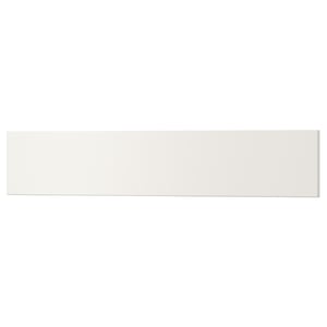 White rectangular UTRUSTA drawer front; smooth, lacquered acrylic paint finish.