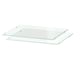 Clear glass shelves, UTRUSTA. Two transparent, rectangular, tempered glass plates with metal supports. Modern, minimalist design.