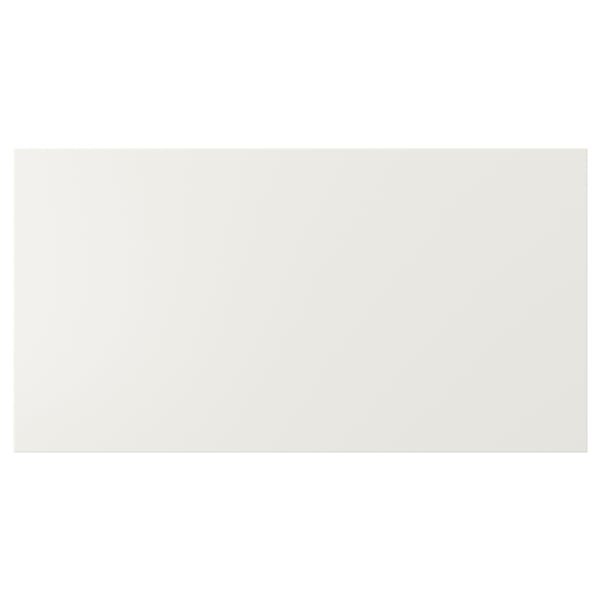Image white VEDDINGE kitchen cabinets. Sleek, modern design. Made from fibreboard, smooth and easy to clean.