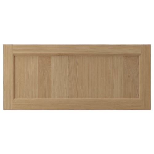 VEDHAMN natural oak wood cabinet door, rectangular with simple frame.