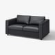 VIMLE 2-seat sofa in black leather and fabric, modern sleek design with high back and cushioned seats.