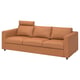 VIMLE sofa, tan leather, 3 seats, rectangular shape, modern design.