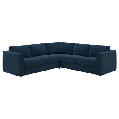 Blue VIMLE sectional sofa, modern, l-shape, comfy cushions.