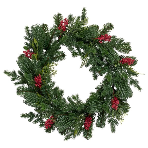 VINTERFINT Artificial wreath, in/outdoor green, 60 cm